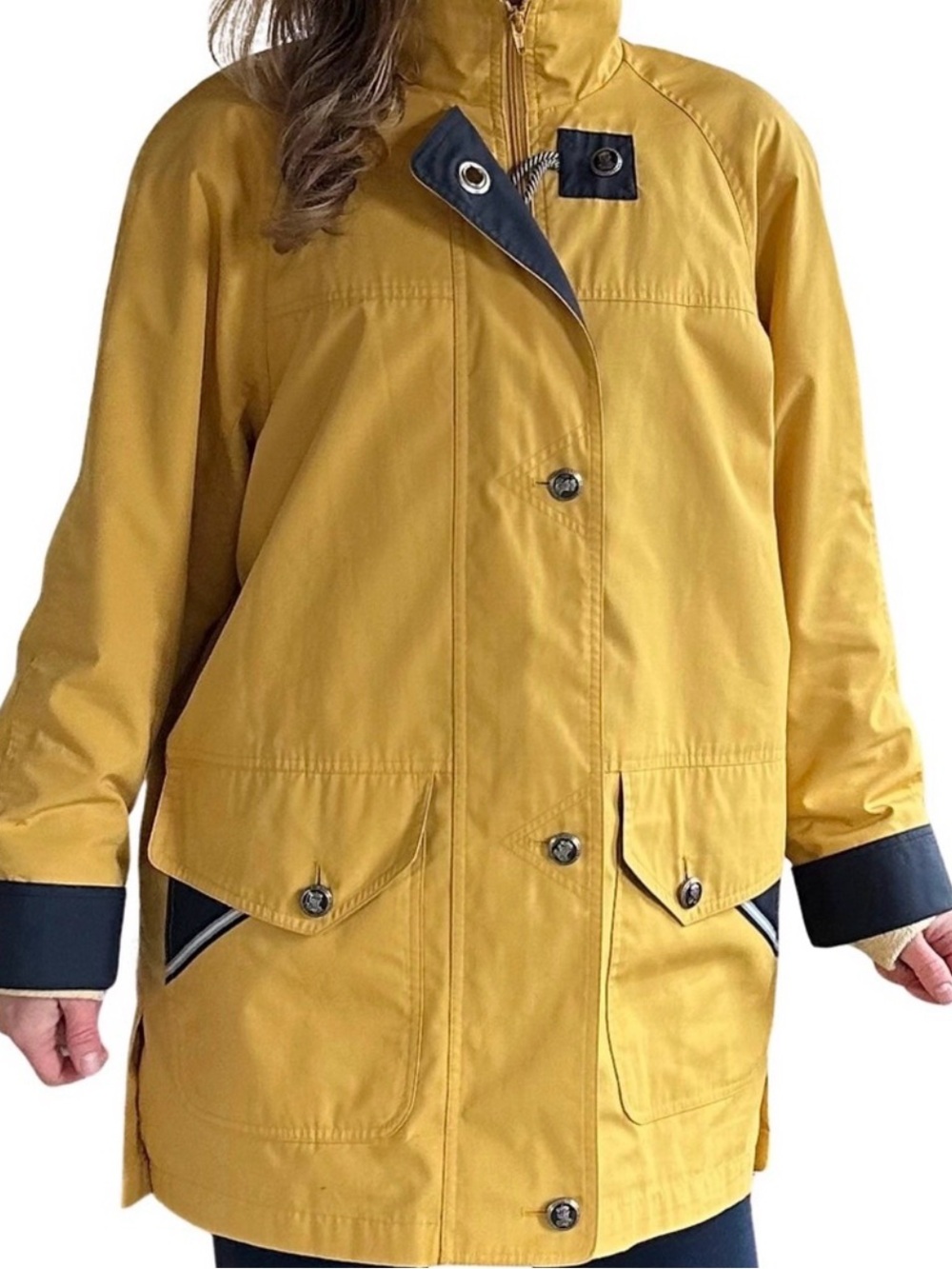 Women's Mustard Yellow Utility Jacket with Contrast Trim
